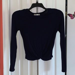 Navy blue long sleeve crop top